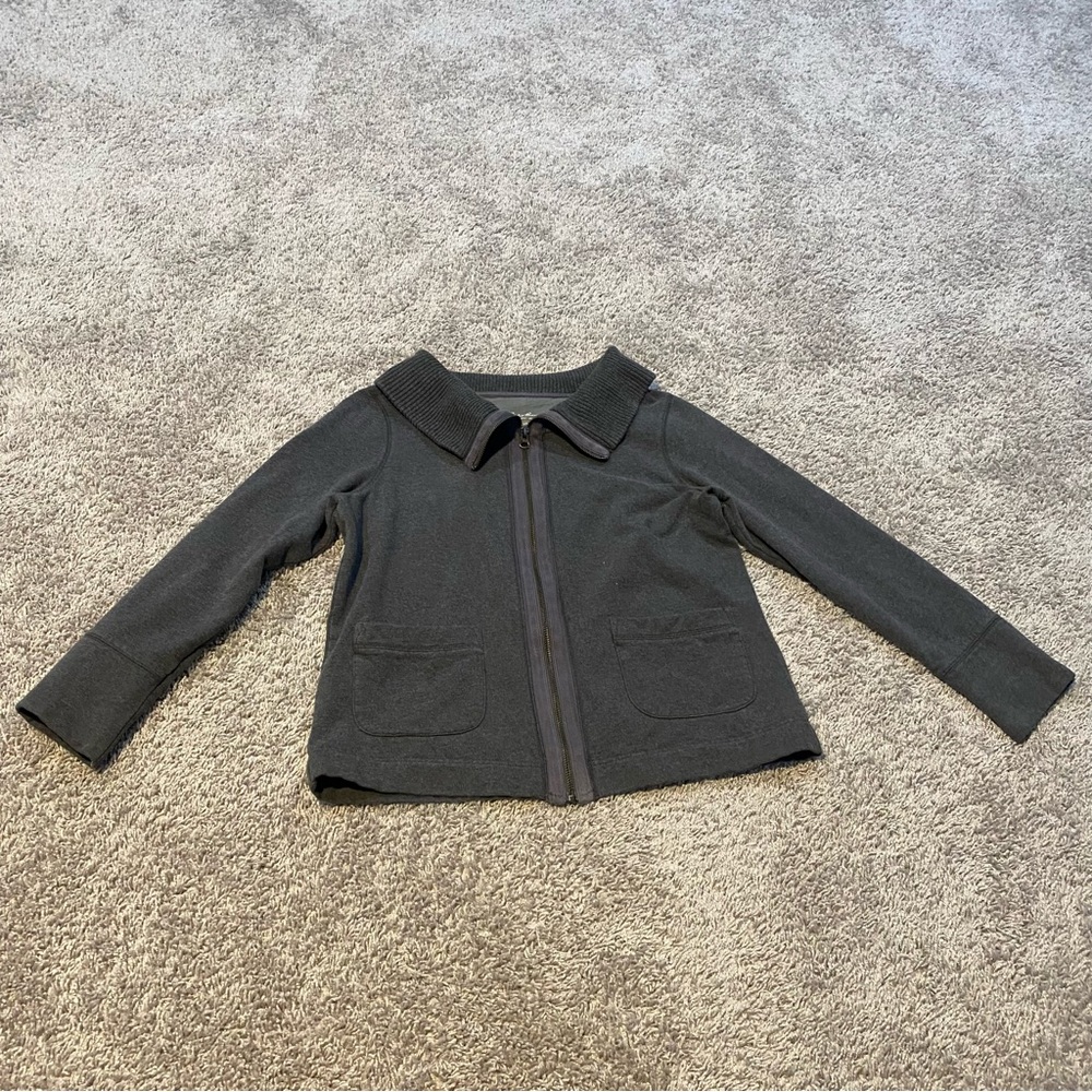 Eddie Bauer Dark Gray collar Zip Jacket With Pockets Size Medium Petitie